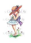 Girl in a bonnet Digital Stamp